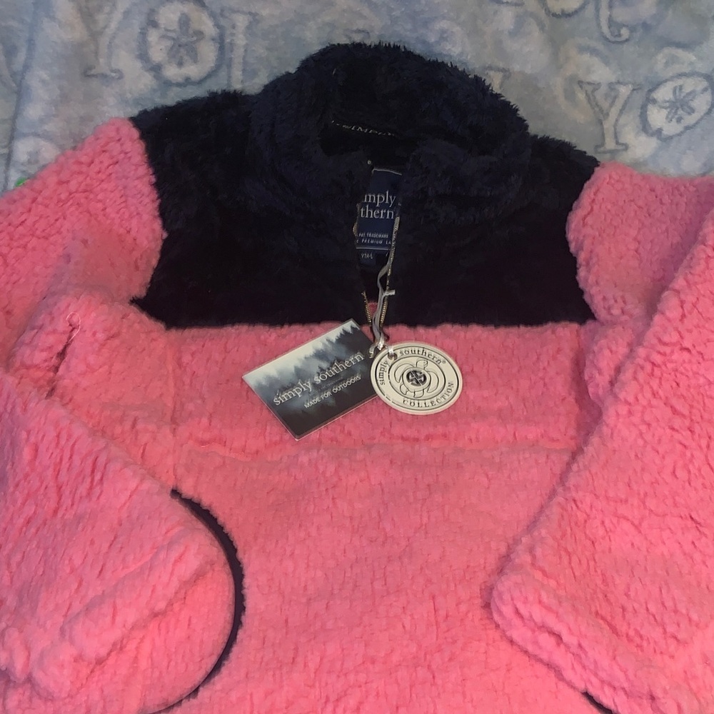 Simply Southern Kids Fleece Jacket in Pink and Black